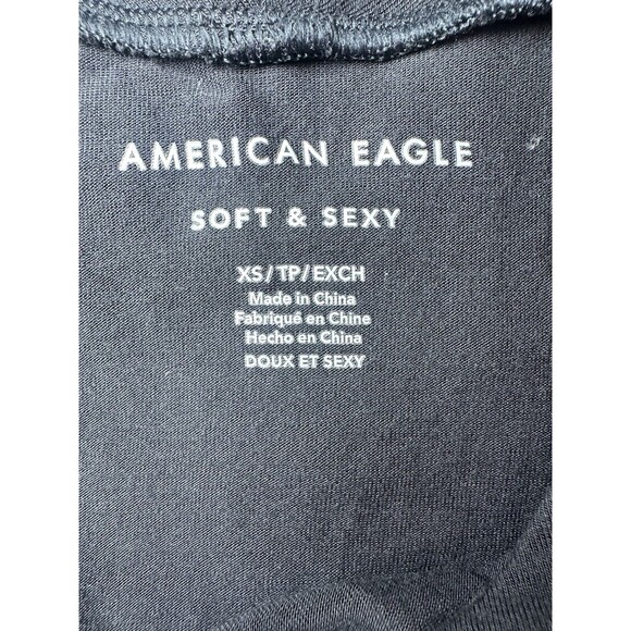 American‎ Eagle AE Soft & Sexy Halter Neck Tank Top XS Gray Black Asymmetric Hem - Picture 5 of 10